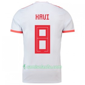 Camisolas de Futebol Espanha Xavi 8 Equipamento Alternativa Copa do Mundo 2018 Manga Curta